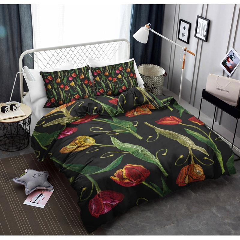 Tulip Embroidered Pattern Print Design CLA19101552B Bedding Sets
