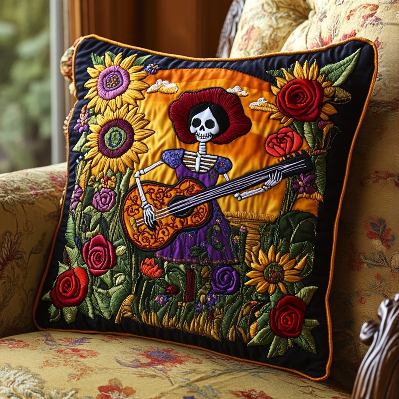 Catrina Guitarist DAI241224085 Quilted Pillow Case