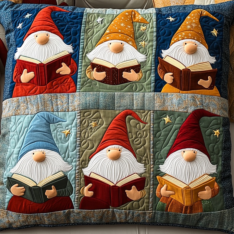 Reading Gnome DAI241224042 Quilted Pillow Case