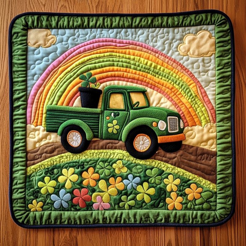 St Patrick's Day Truck DAI241224015 Quilted Placemats