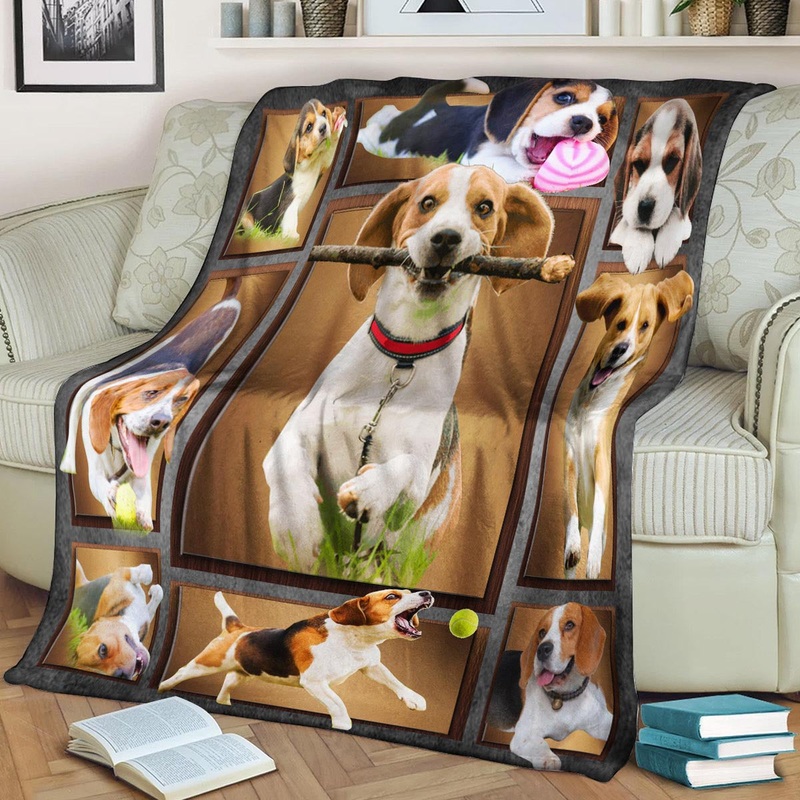 Beagle 3D CLA21100922F Sherpa Fleece Blanket