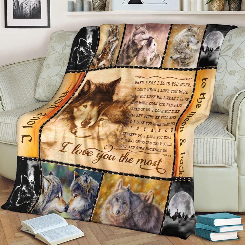 Wolf I Love You The Most CLA1910151F Sherpa Fleece Blanket
