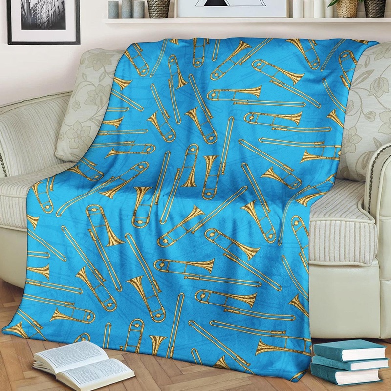 Trombone Pattern CLA15101050F Sherpa Fleece Blanket