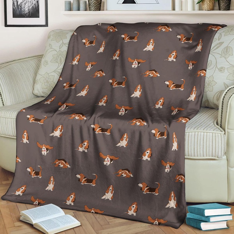 Basset Hound Pattern CLA15100248F Sherpa Fleece Blanket