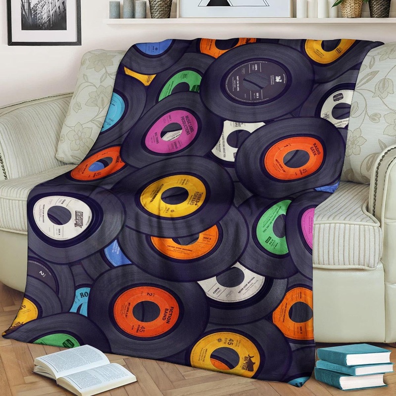 Vinyl Records HM0809166TT Sherpa Fleece Blanket