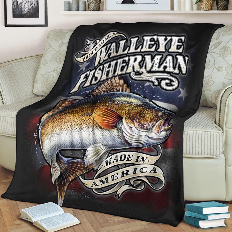 Walleye Fisherman Made In America NN1010164TT Sherpa Fleece Blanket