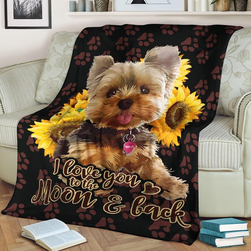 YORKIE I love you to the moon and back CLA1910132F Sherpa Fleece Blanket