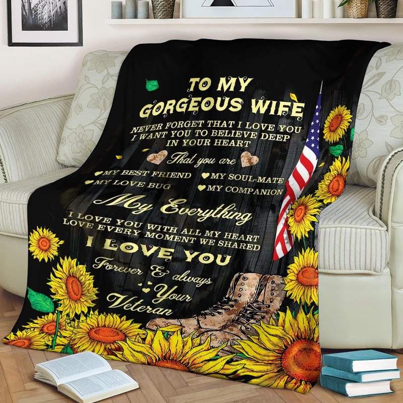 To my wife My everything Veteran CLA1910392F Sherpa Fleece Blanket