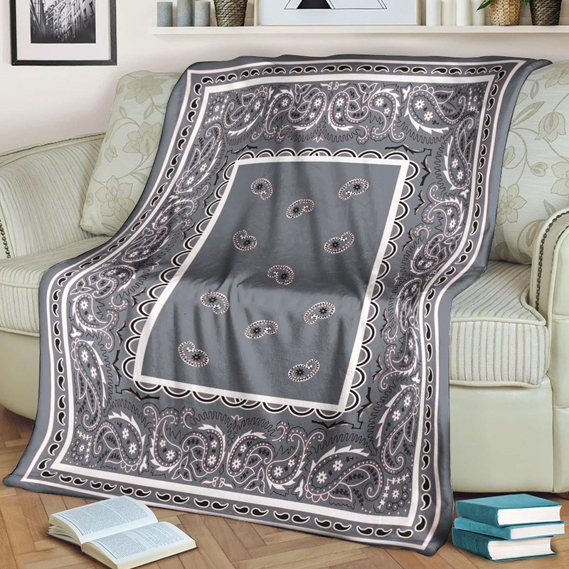 Ultra Plush Classic Gray Bandana CLA21100155F Sherpa Fleece Blanket