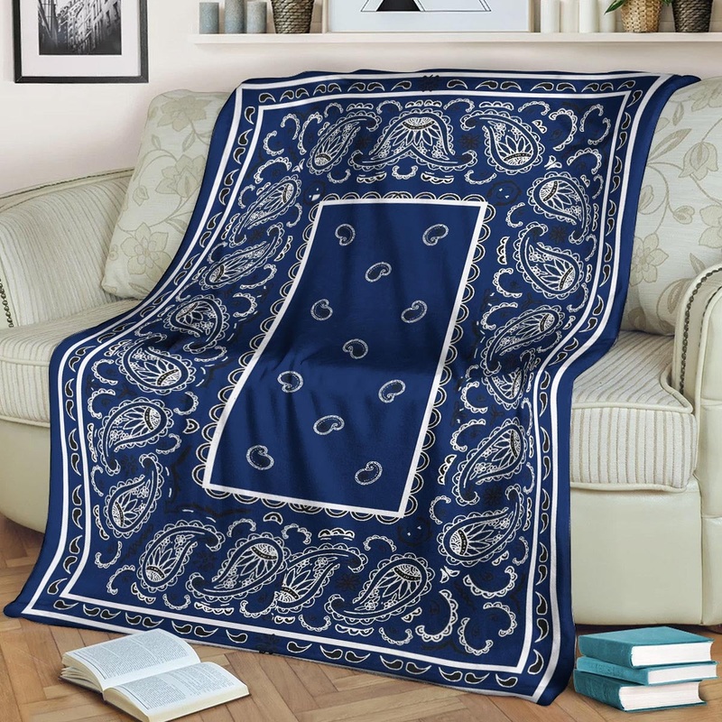 Ultra Plush Royal Blue Bandana CLA21100127F Sherpa Fleece Blanket