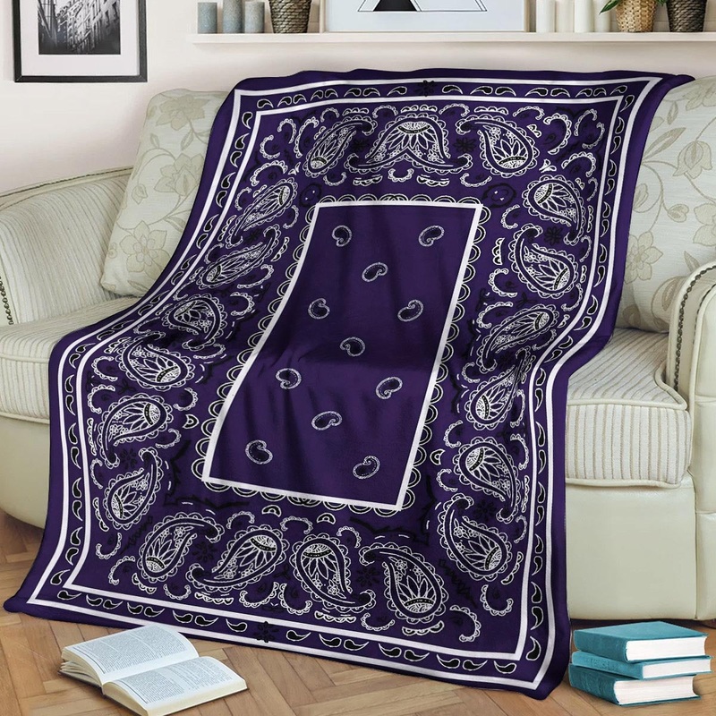 Ultra Plush Royal Purple Bandana CLA21100143F Sherpa Fleece Blanket