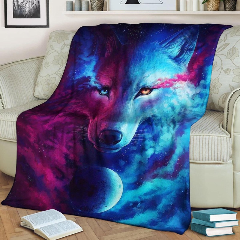 Wolf DN051108F Sherpa Fleece Blanket