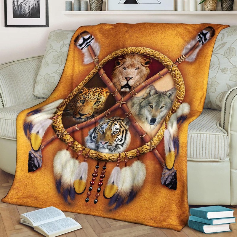 Wolf Dreamcatcher CL140904MD Sherpa Fleece Blanket