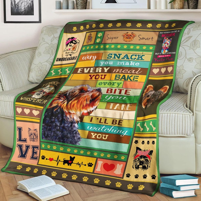 YORKIE I ll be watching you CLA1910122F Sherpa Fleece Blanket