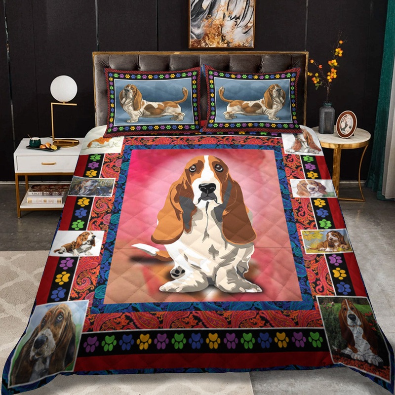 Basset Hound CLA3010015B Quilt Bedding Set