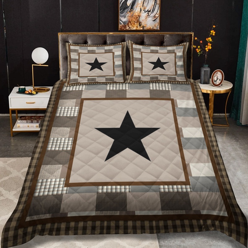 Black Check Star CLA16110458B Quilt Bedding Set