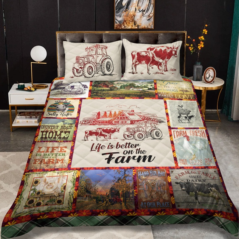 Farm Life Is Better On The Farm CLM3010237B Quilt Bedding Set