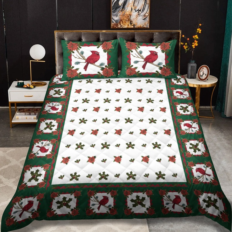 Festive Cardinal CLM2210114B Quilt Bedding Set