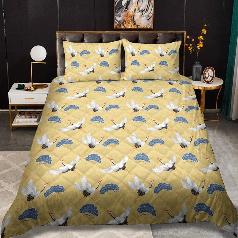 Heron Japanese CL12100342MDB Quilt Bedding Set