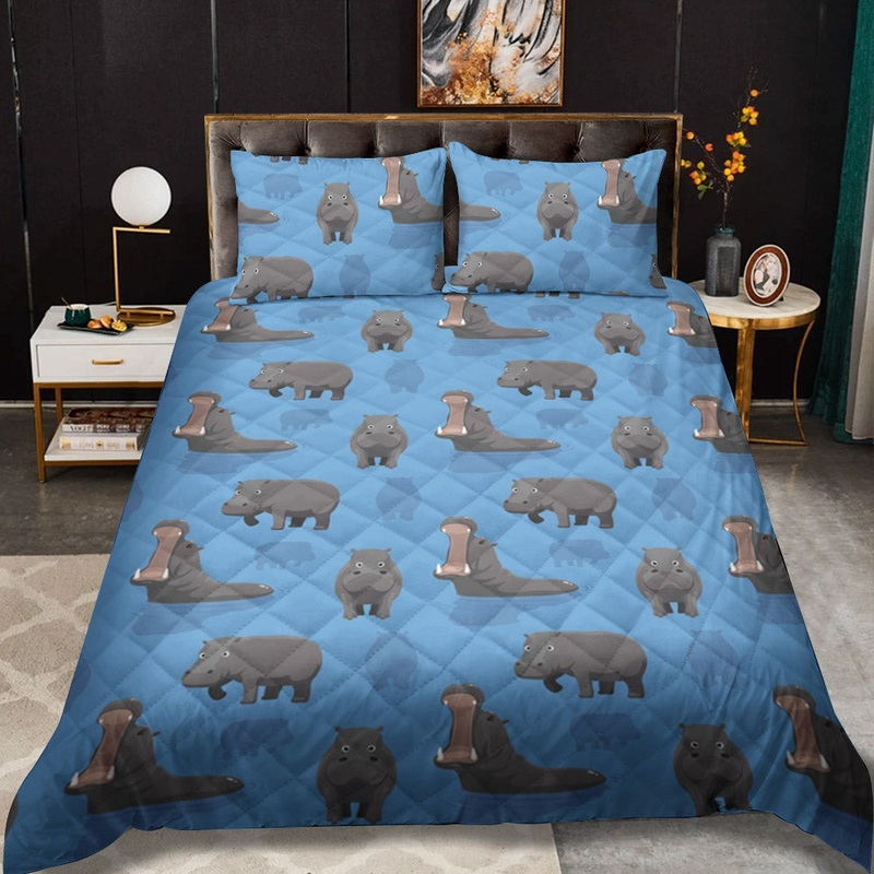 Hippo CL12100345MDB Quilt Bedding Set