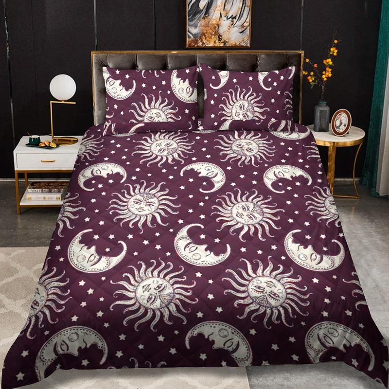 Moon Sun Celestial CL12100430MDB Quilt Bedding Set