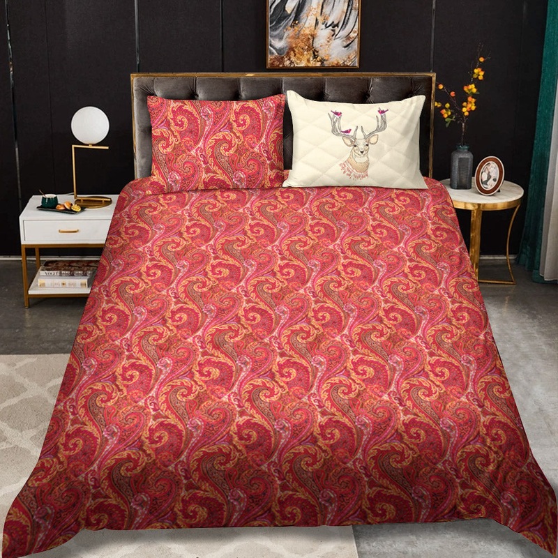 Red Multicolor Spruce Paisley CLA0111363B Quilt Bedding Set