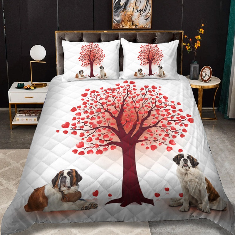 Saint Bernard Heart Tree CLM3010506B Quilt Bedding Set