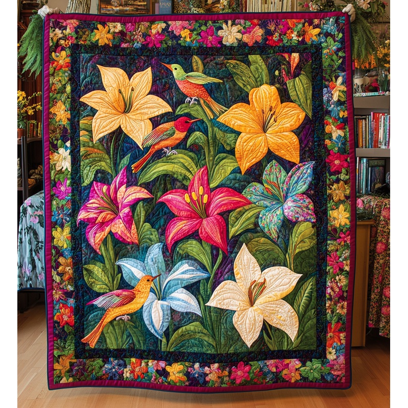 Lily Flower Bird DAI301224049 Quilt Blanket