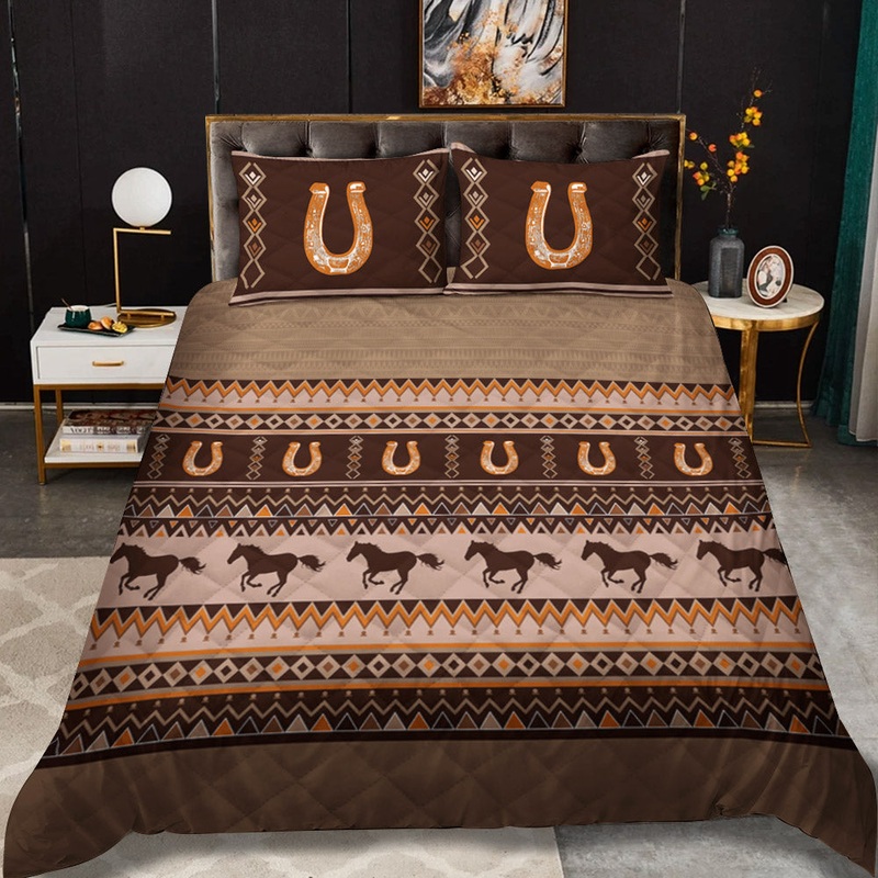 Southwestern Wild Horses Microsuede CLA0211441B Quilt Bedding Set