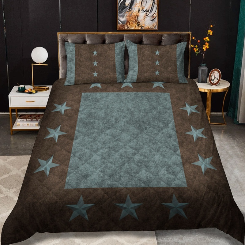 Turquoise Texas Star Western Rustic CLM2110554B Quilt Bedding Set