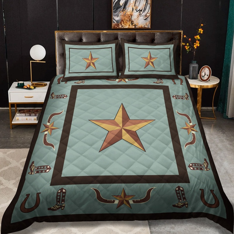 Western Rustic Longhorn Star CLM2110614B Quilt Bedding Set