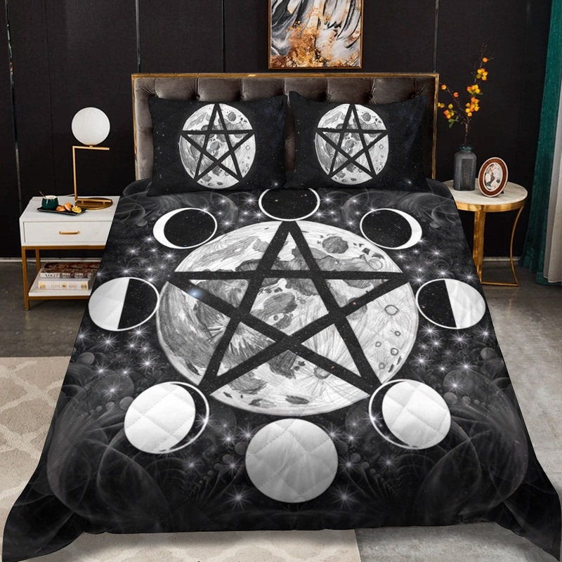 Wicca Pentagram Moon CLM1511489B Quilt Bedding Set