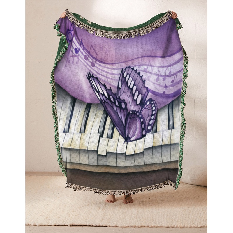 Butterfly And Piano VD111023S Throw Blankets For Sofa