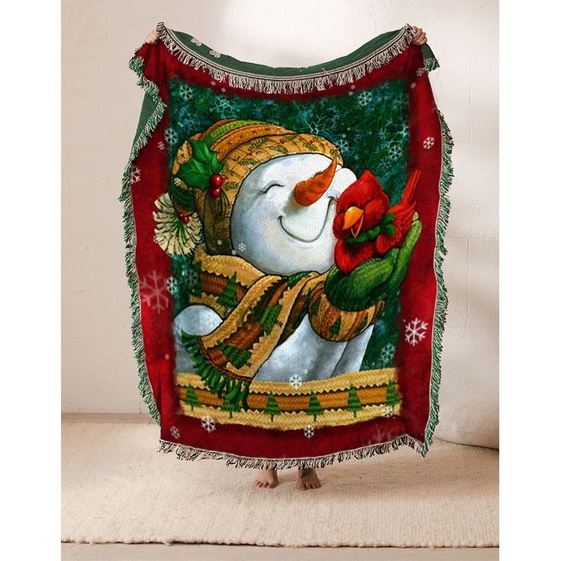 Christmas Snowman Cardinal BT2410053S Throw Blankets For Sofa