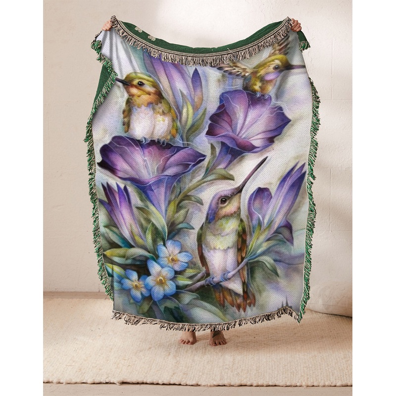 Hummingbird And Purple Flower DD071099S Throw Blankets For Sofa