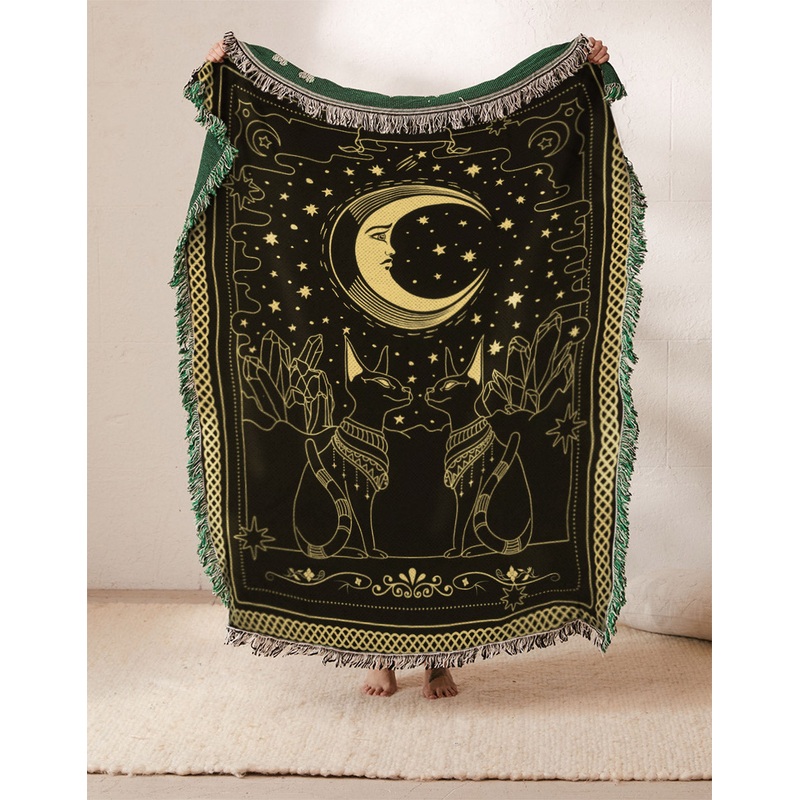 Egypt Sphynx Cat Moon BT1910095S Throw Blankets For Sofa