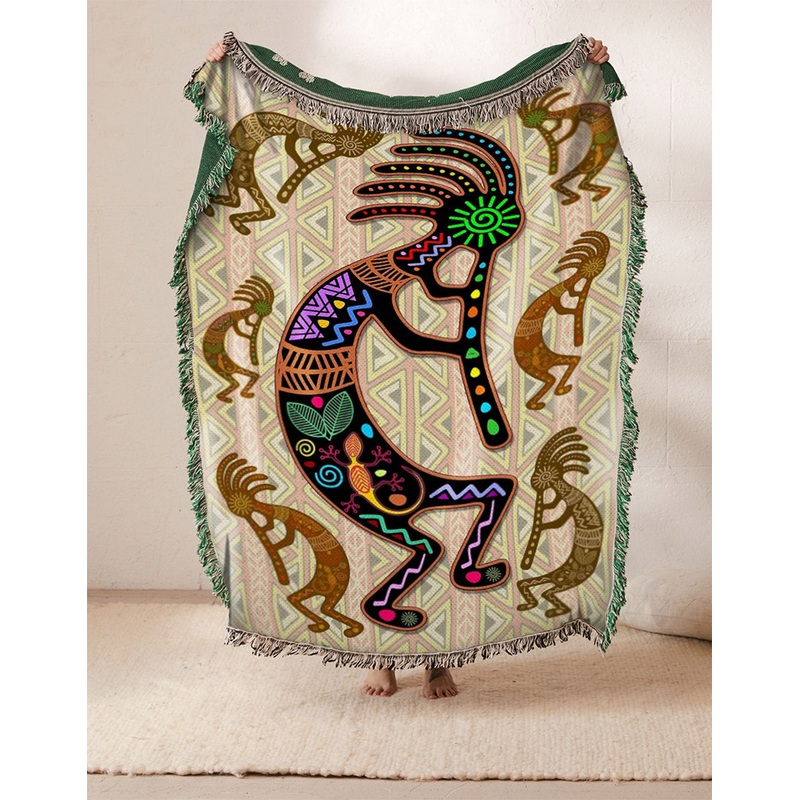 Kokopelli On Tribal Pattern HN0510157S Throw Blankets For Sofa