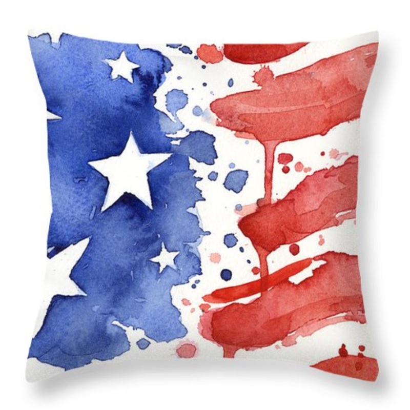 American Flag Watercolor Painting CLH18100021P Throw Pillow Covers