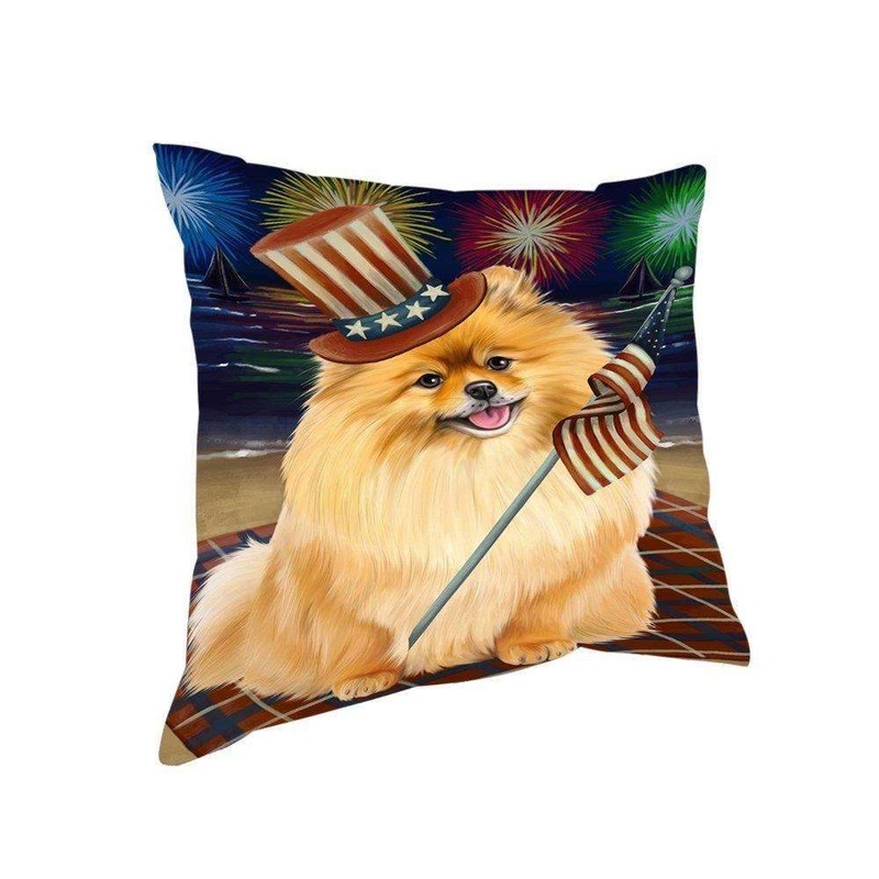 American Pride Firework Pomeranian Dog CL18110314MDP Throw Pillow Covers