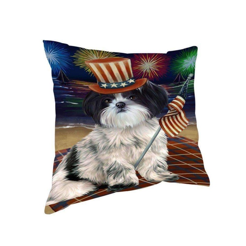 American Pride Firework Shih Tzu Dog CL18110362MDP Throw Pillow Covers