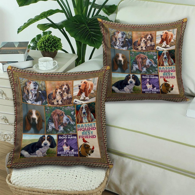 Basset Hound Dog Hair CL010100033MDP Throw Pillow Covers