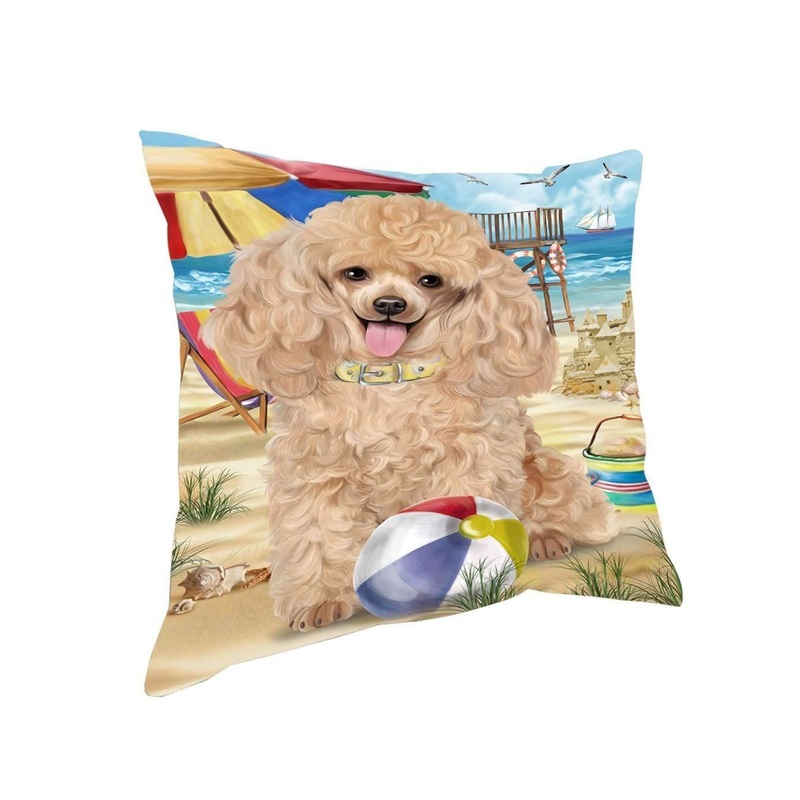 Beach Poodle Dog CL18110671MDP Throw Pillow Covers