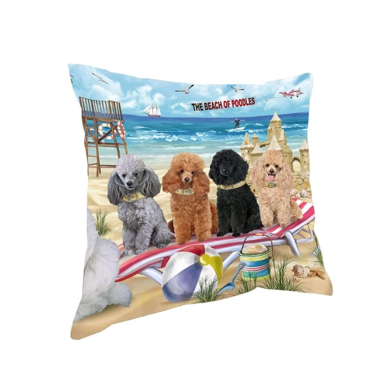Beach Poodles Dog CL18110674MDP Throw Pillow Covers