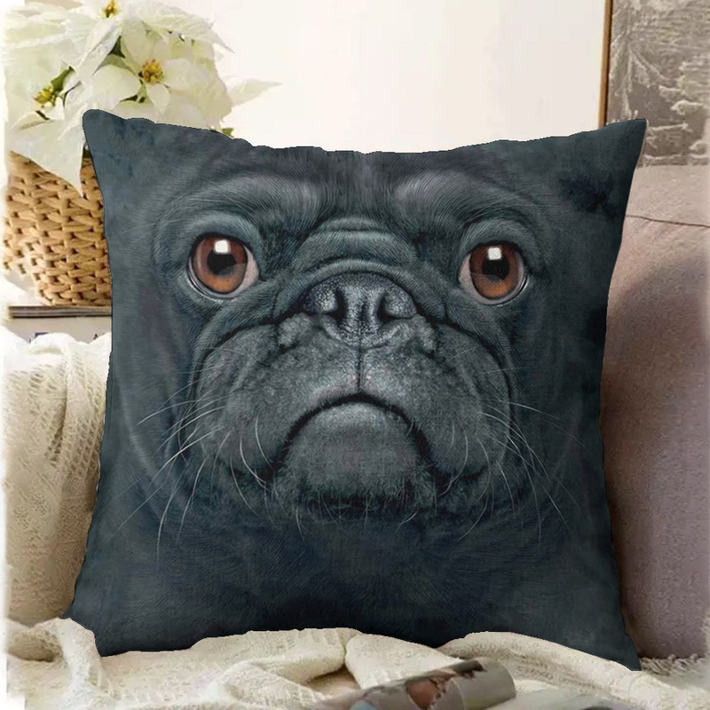 Black Pug Face CLH2110061P Throw Pillow Covers