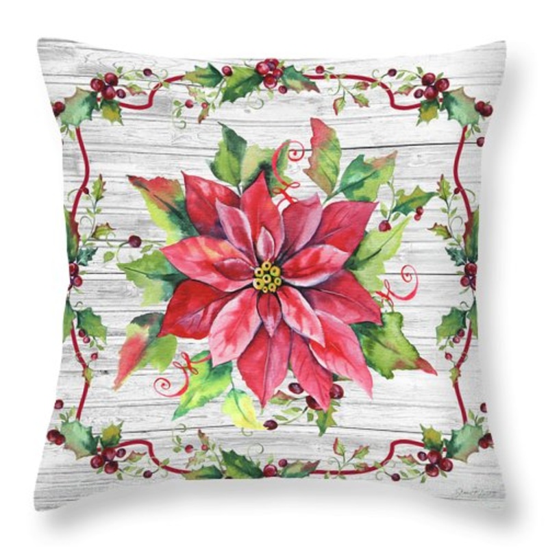 Christmas Treasures Poinsettia CLH18100204P Throw Pillow Covers