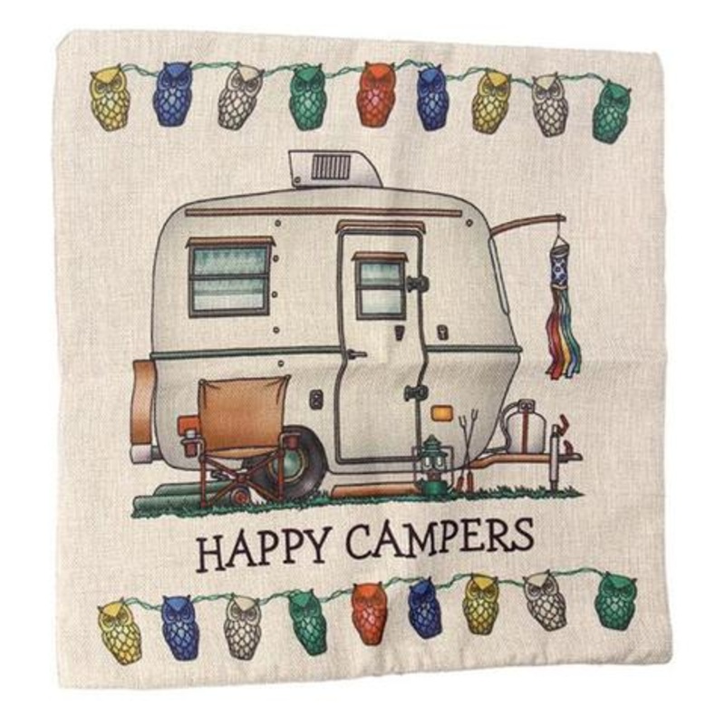 Happy Campers Camping Bus CL07100142P Throw Pillow Covers