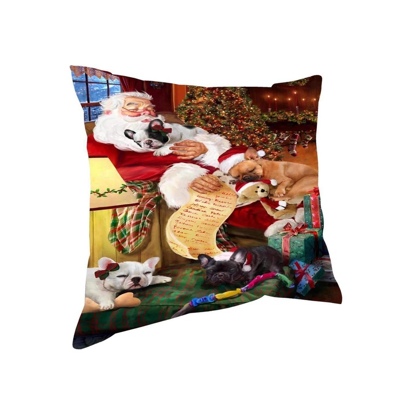 French Bulldog Dog And Puppies Sleeping With Santa CL18111595MDP Throw Pillow Covers