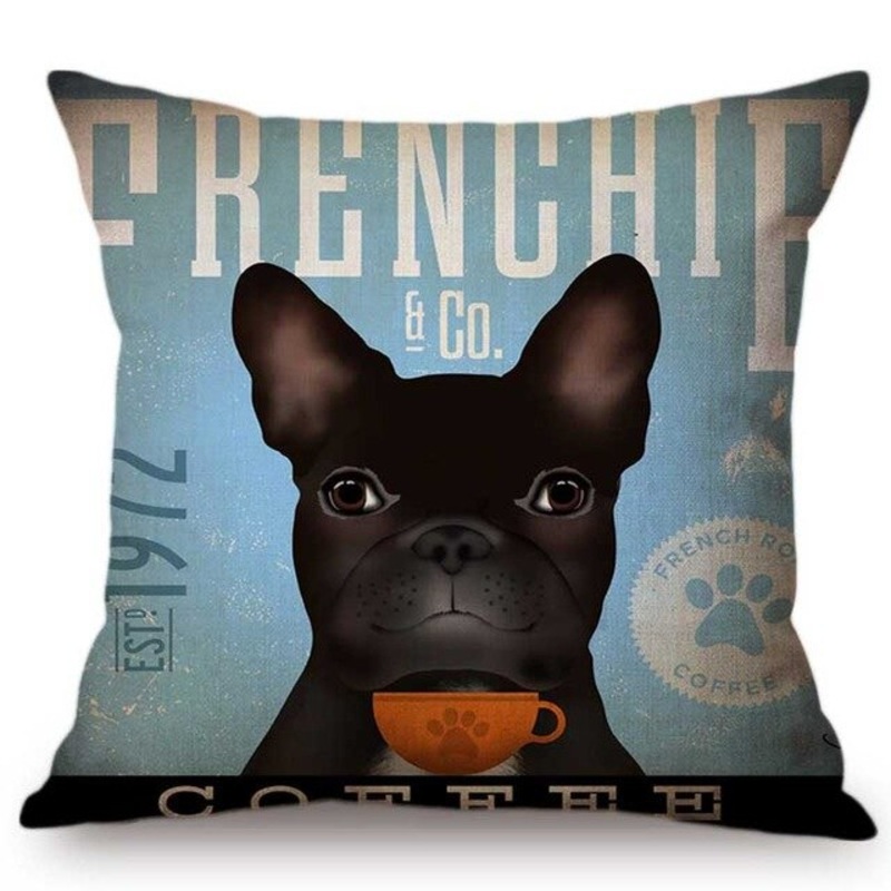 Frenchie Bulldog Coffee CLP2310116P Throw Pillow Covers