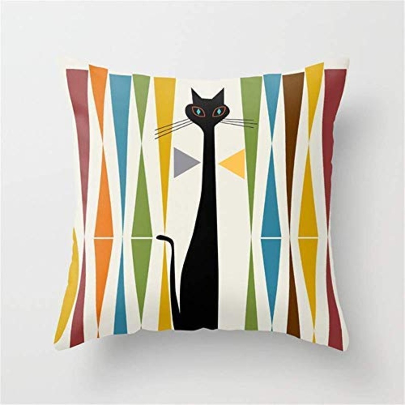 Mid Century Modern Art Cat CLP1510156P Throw Pillow Covers