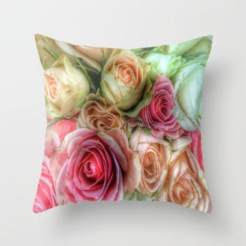 Roses Pink Cream Flower CLH1510169P Throw Pillow Covers